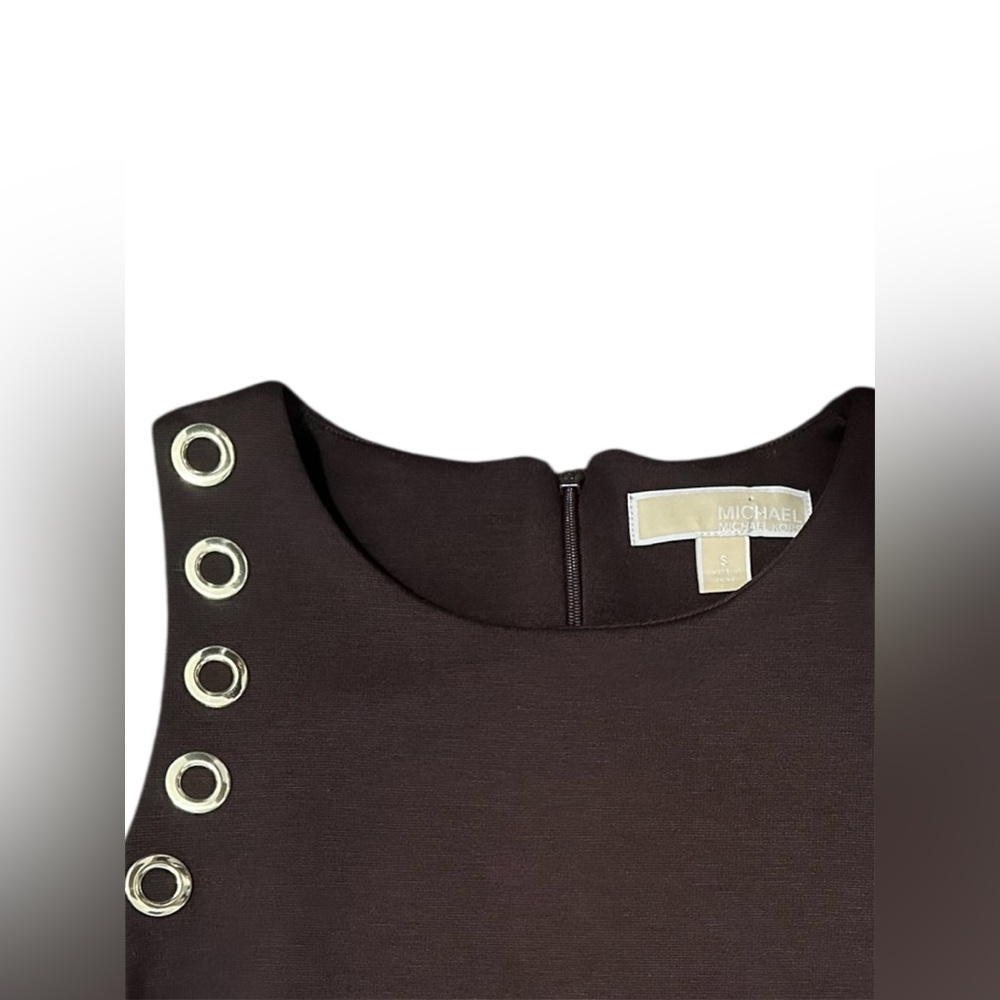 Michael Kors Fit and Flare Sleeveless Dress | Brown |Size Small | Grommet Accent - Picture 3 of 6